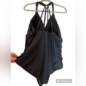 NWOT Time & Tru Black Halter Back One piece Swimsuit Size 2X